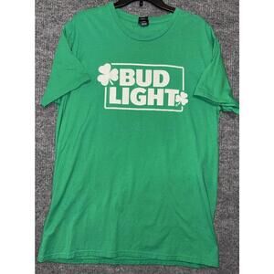 BUD LIGHT SHAMROCK XL Hanes Perfect T Green St Paddy's 100% Cotton T Shirt